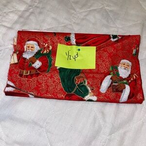 Festive Santa Print Holiday Fabric - Red and Green